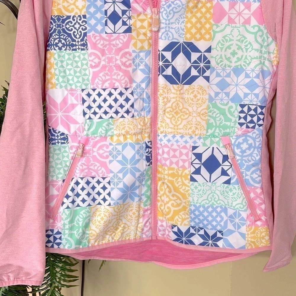 Brand New RLX Ralph Lauren Pink Pastel Patchwork Zip Up Golf Jacket
